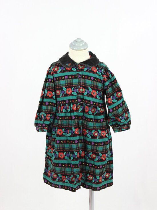 Gymboree Other - Vintage Girls' GYMBOREE Black Floral Cotton Corduroy Dress, Size S (5-6)